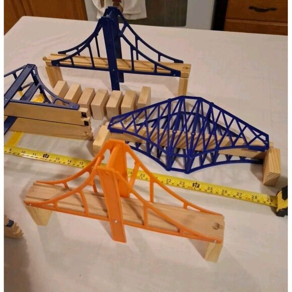8 Thomas Compatible Wooden Railroad Train Bridge Lot Suspension W 13 Blocks READ - Picture 11 of 11